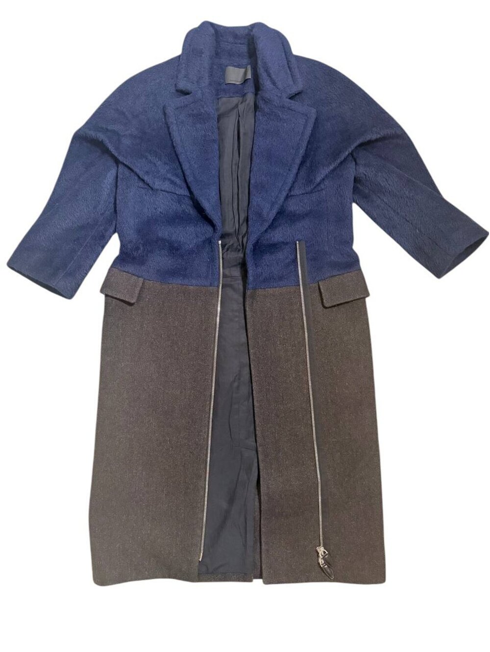 Alexander Wang Colorblock Wool Coat Navy Sample